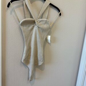 Abercrombie & Fitch Beige Ribbed Bodysuit